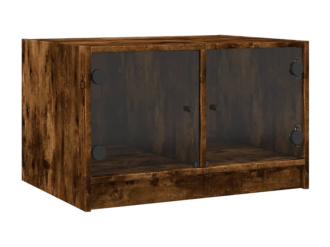 Mesa de centro con puertas de cristal roble ahumado 68x50x42 cm