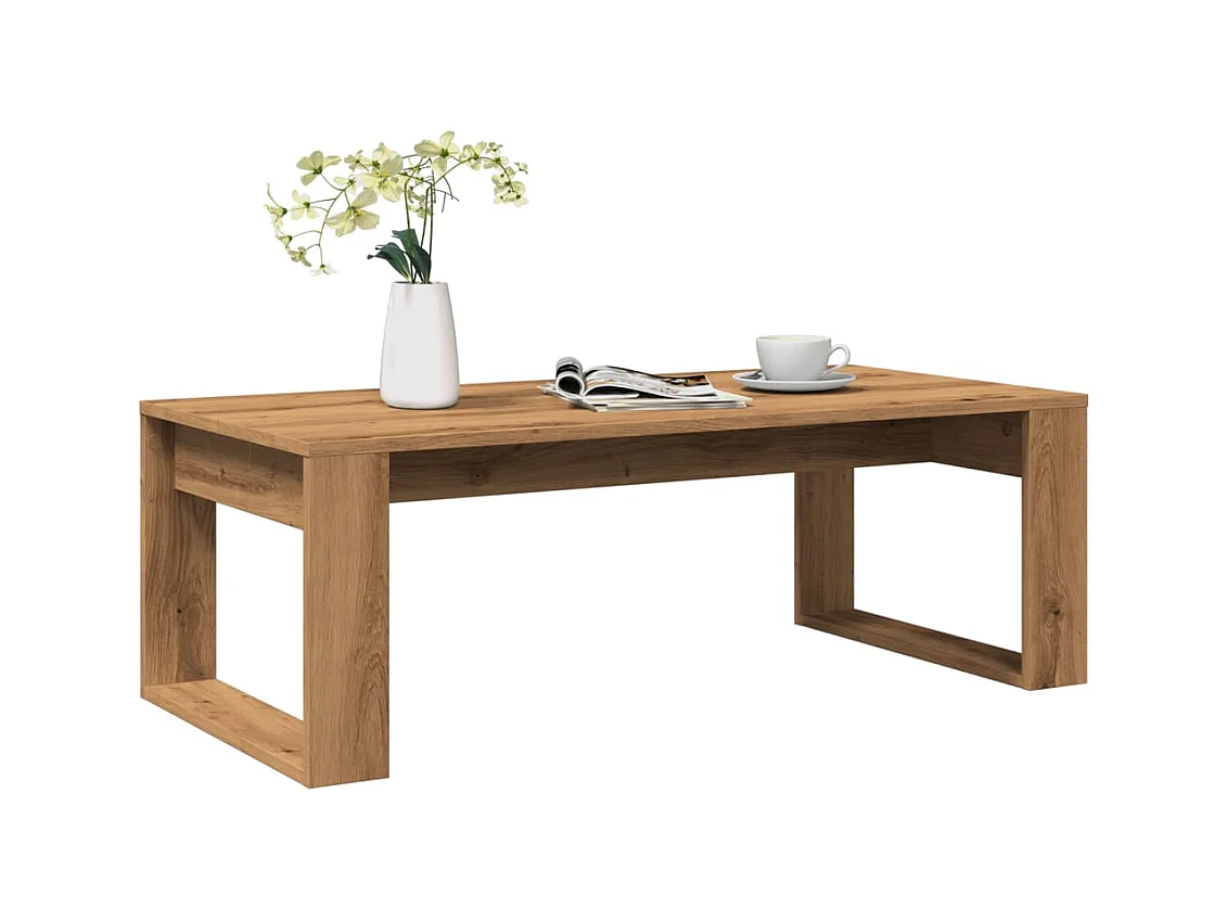 Tavolino da caffè in rovere fatto a mano 102x50x35 cm in legno ingegnerizzato
