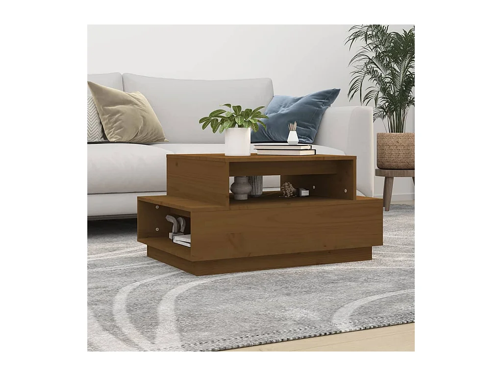 Table basse Marron miel 80x55x40,5 cm Bois massif de pin