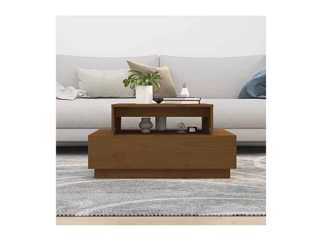 Table basse Marron miel 80x55x40,5 cm Bois massif de pin