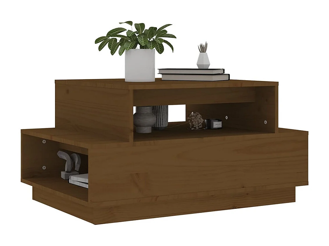 Table basse Marron miel 80x55x40,5 cm Bois massif de pin