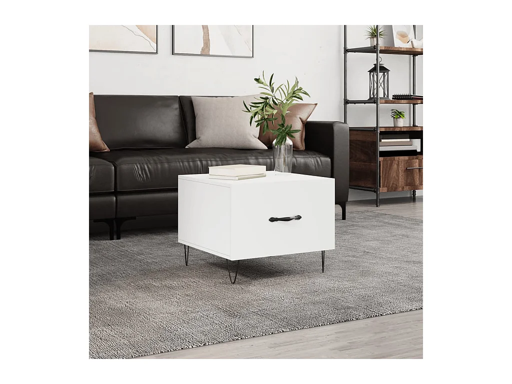 Witte salontafel 50x50x40 cm bewerkt hout