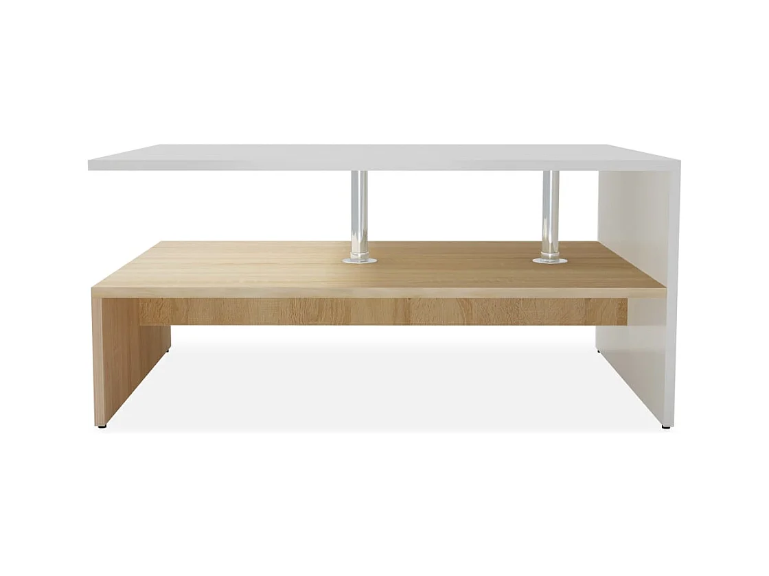Table basse Bois d'ingénierie 90x59x42 cm Chêne et blanc