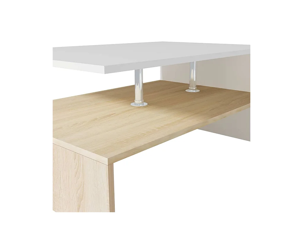 Table basse Bois d'ingénierie 90x59x42 cm Chêne et blanc