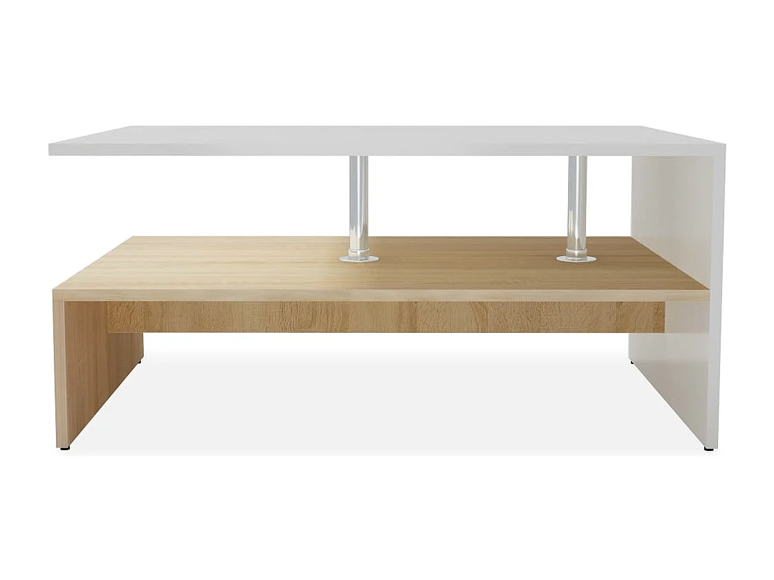 Table basse Bois d'ingénierie 90x59x42 cm Chêne et blanc