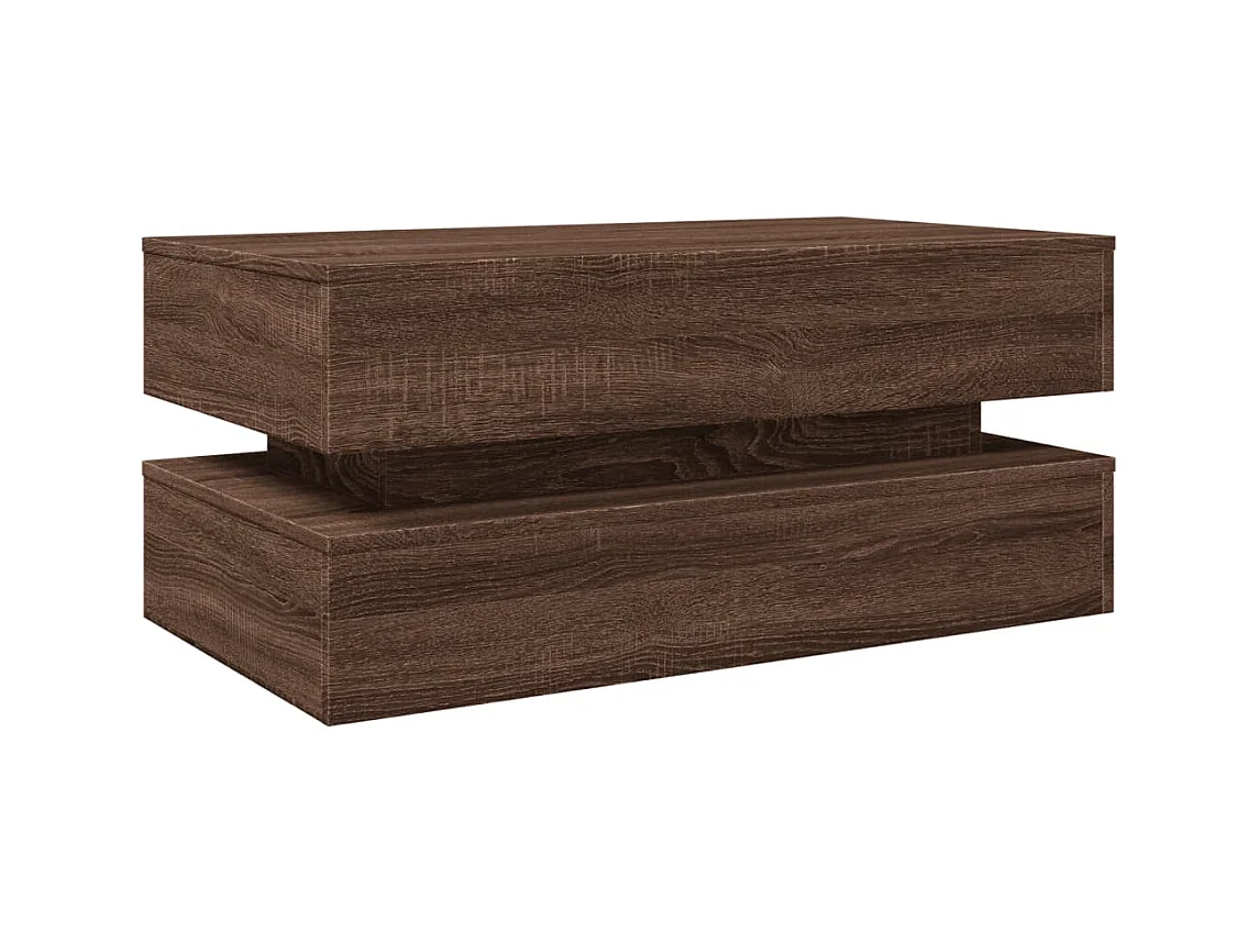 Table basse avec lumières LED chêne marron 90x50x40 cm