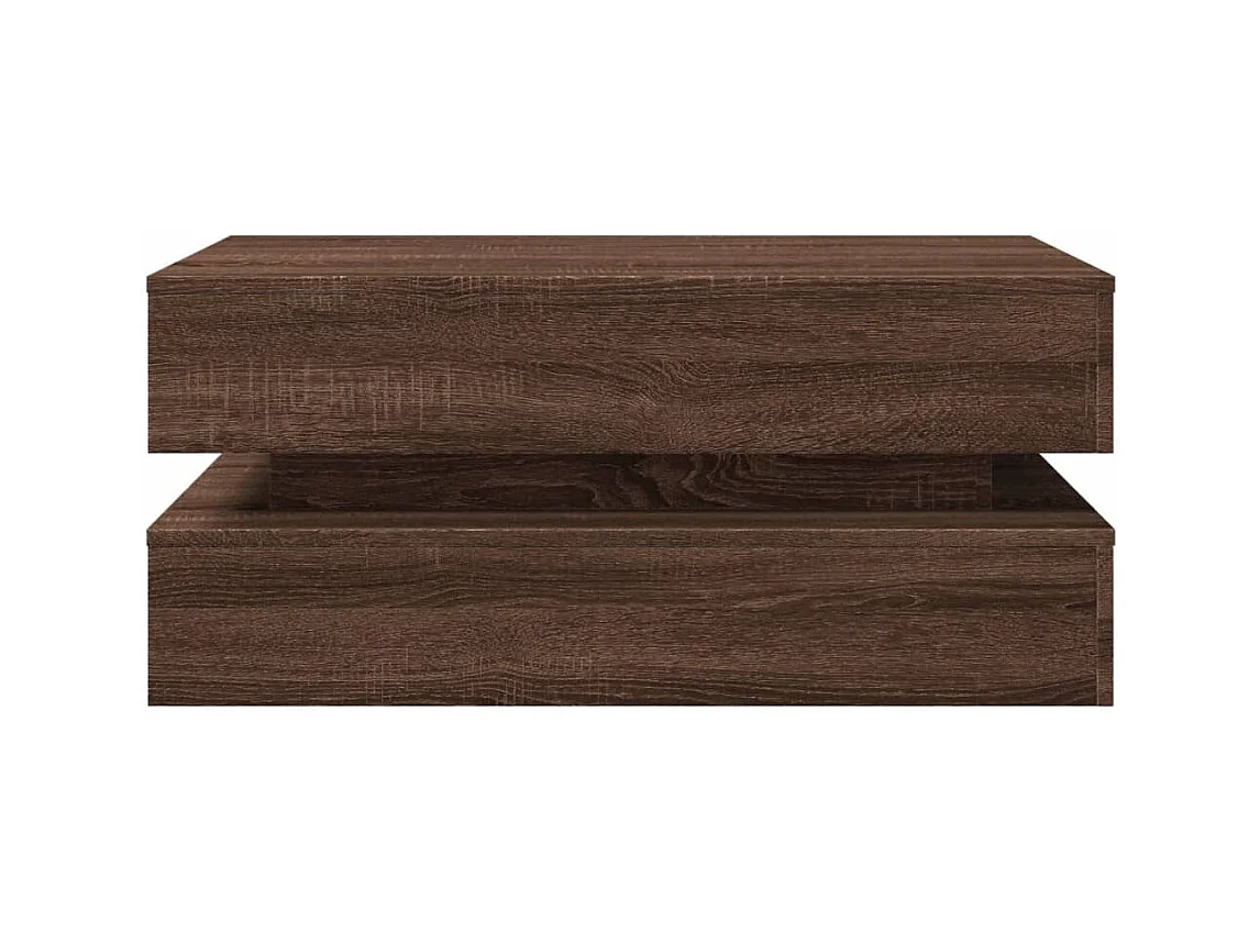 Table basse avec lumières LED chêne marron 90x50x40 cm
