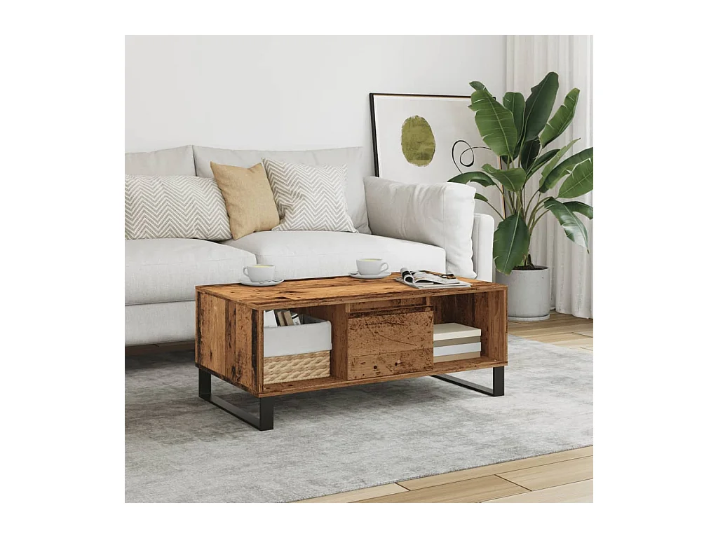 Tavolino da caffè in legno vecchio 90x50x36,5 cm in legno ingegnerizzato