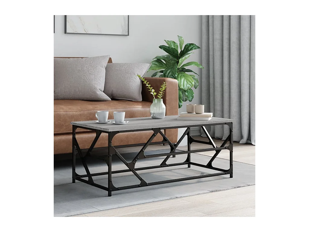 Tavolino Sonoma grigio 100x50x40 cm in legno ingegnerizzato