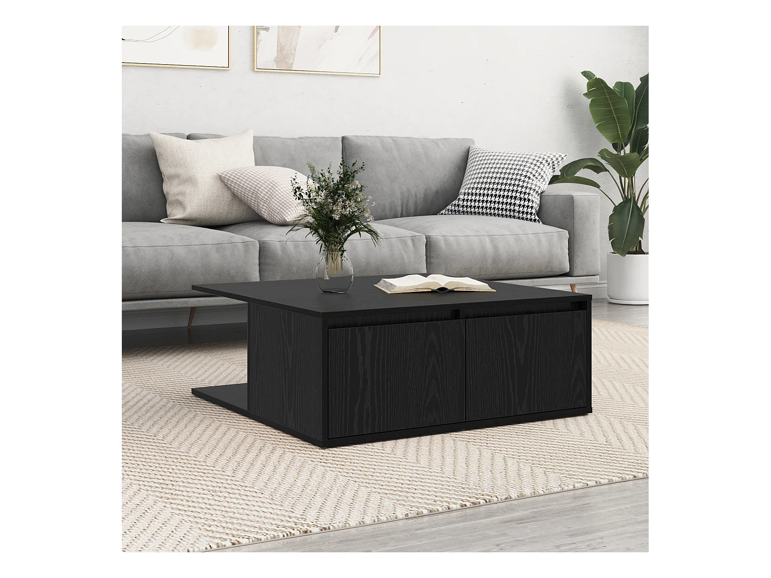 Table basse Chêne noir 80 x 80 x 31 cm Bois d'ingénierie