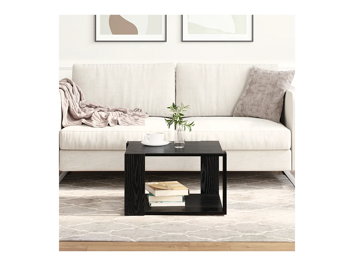 Table Basse Chêne Noir 51,5x51,5x30 cm Bois reconstitué