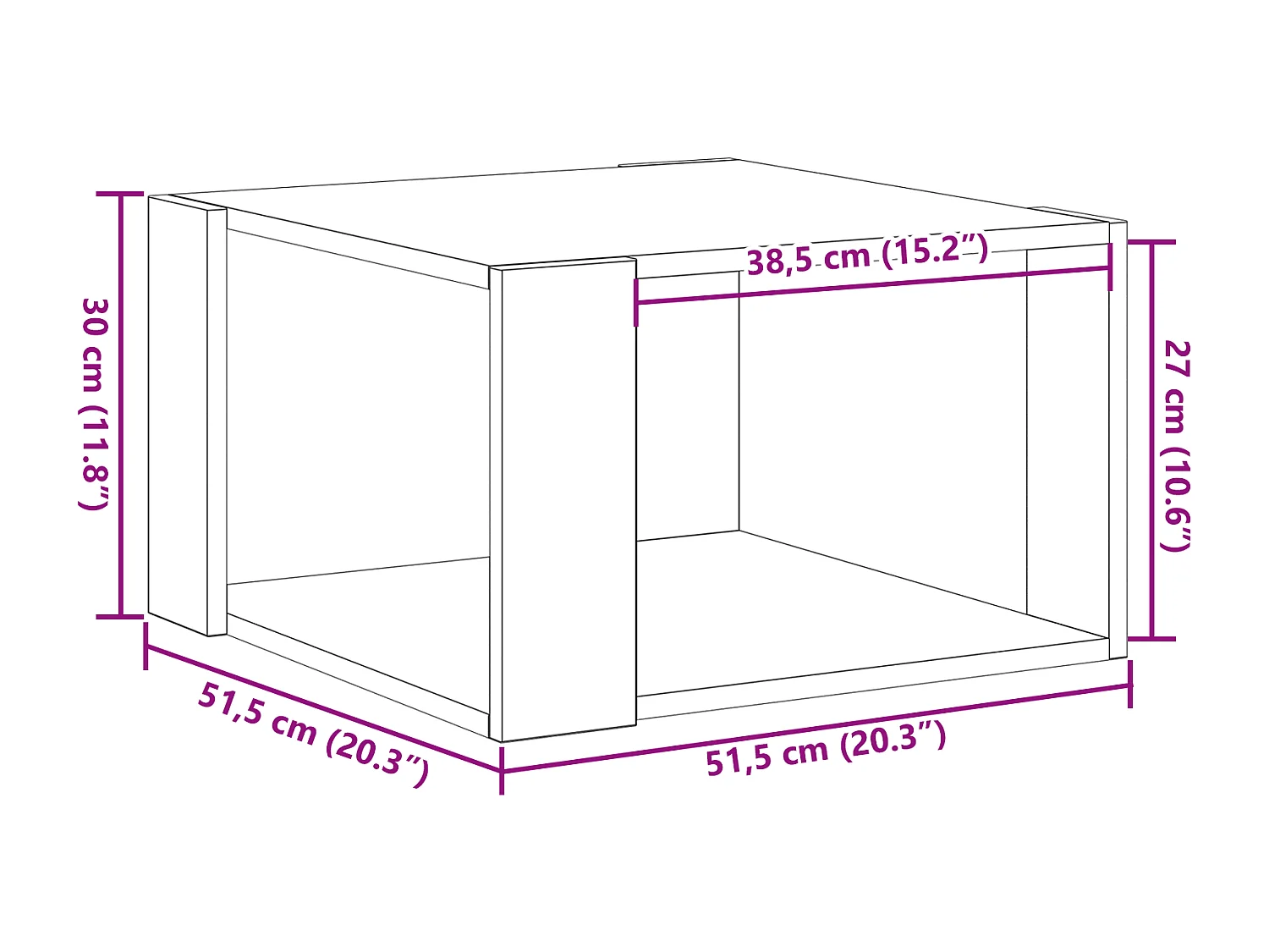 Table Basse Chêne Noir 51,5x51,5x30 cm Bois reconstitué