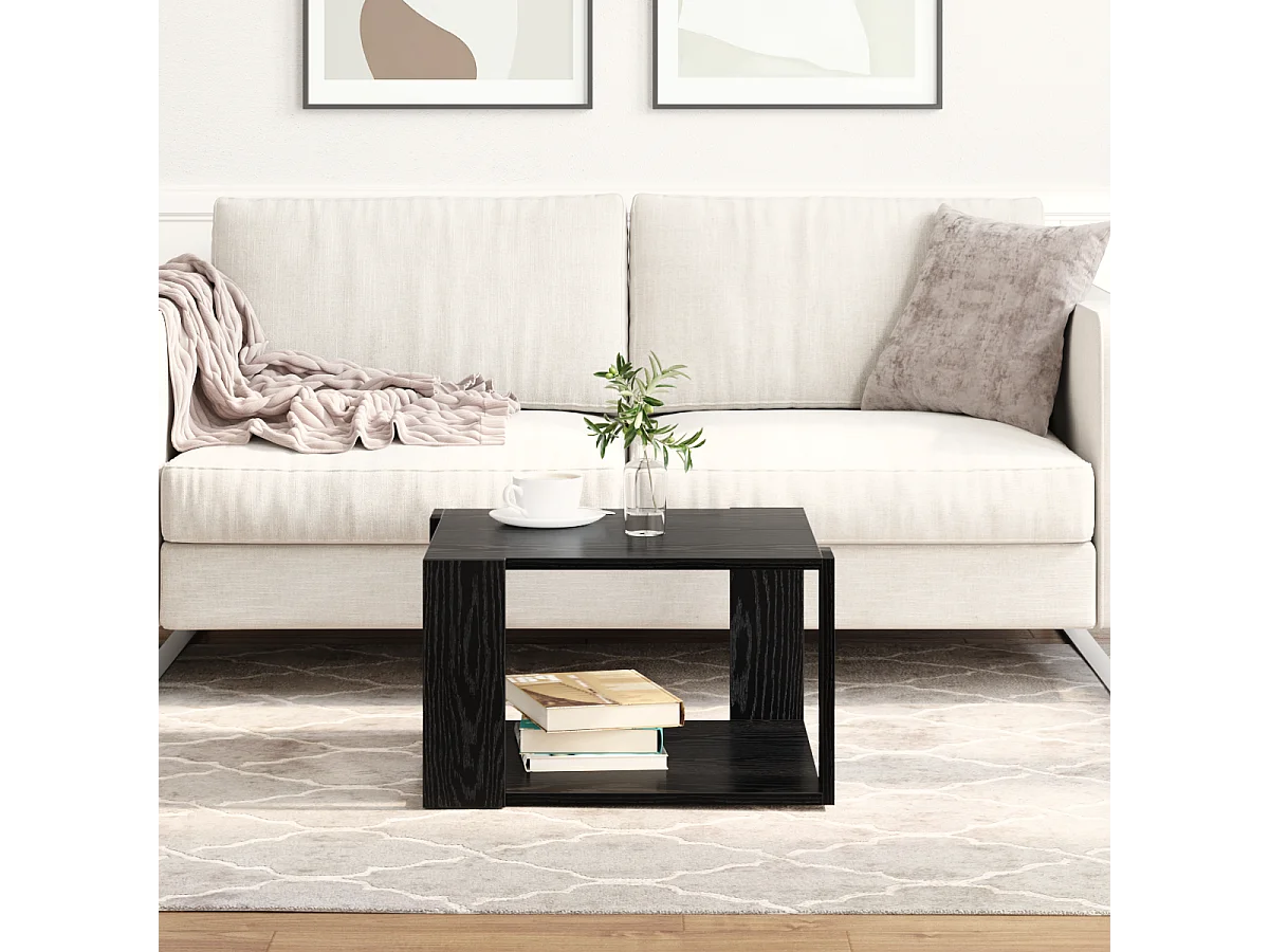 Couchtisch aus schwarzer Eiche, 51,5 x 51,5 x 30 cm, Kunstholz