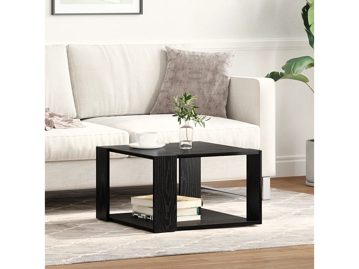 Couchtisch aus schwarzer Eiche, 51,5 x 51,5 x 30 cm, Kunstholz