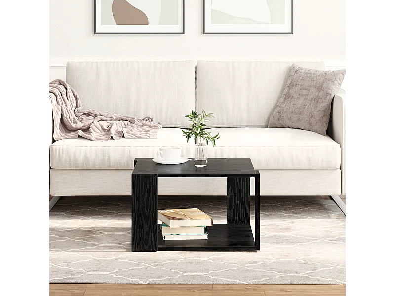 Table Basse Chêne Noir 51,5x51,5x30 cm Bois reconstitué