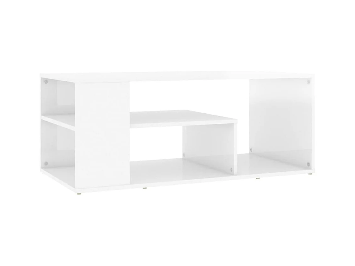 Table basse blanc brillant 100x50x40 cm bois d'ingénierie