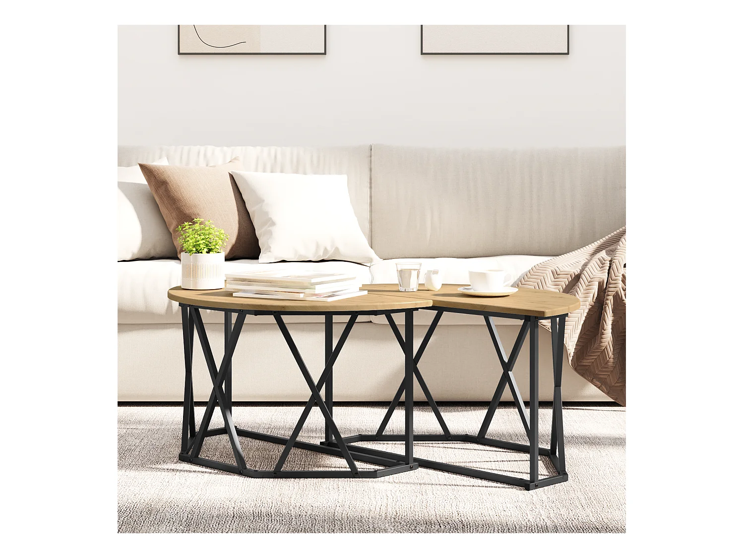 Table basse Artisan Chêne 31.5x31.5x16.5 pouces Fabriquée en Bois reconstitué