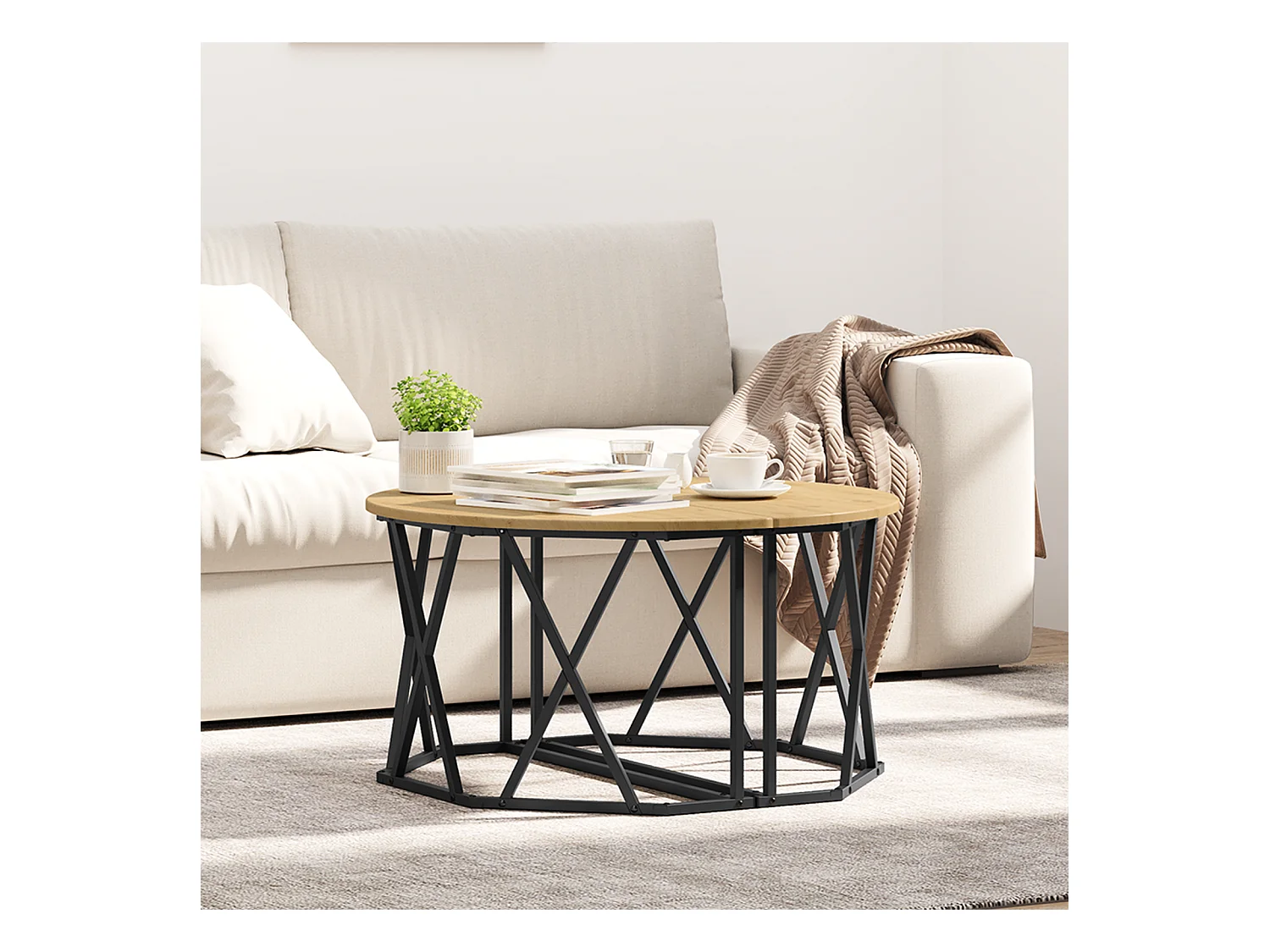Artisan eiken salontafel 31,5x31,5x16,5 inch, gemaakt van gereconstrueerd hout