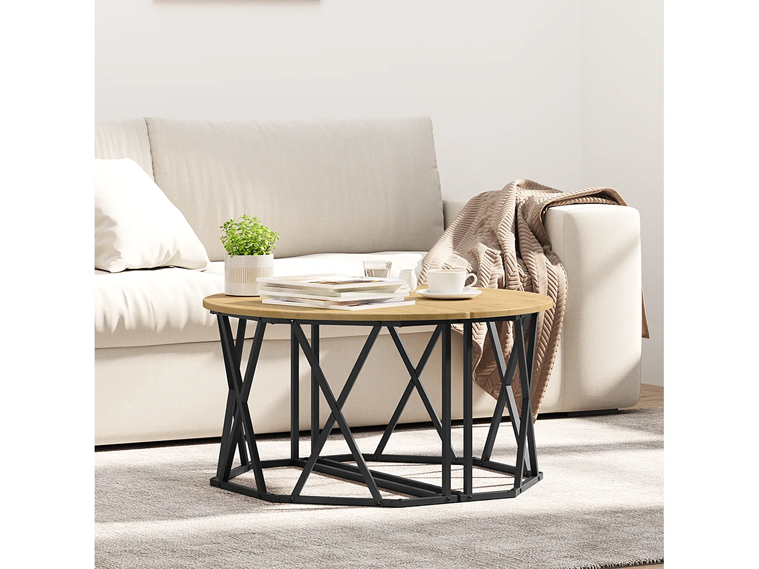 Table basse Artisan Chêne 31.5x31.5x16.5 pouces Fabriquée en Bois reconstitué