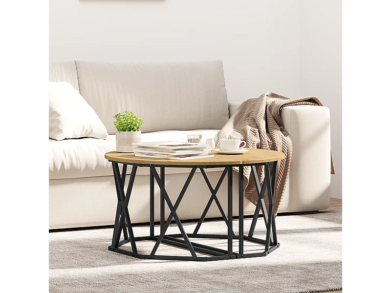 Table basse Artisan Chêne 31.5x31.5x16.5 pouces Fabriquée en Bois reconstitué