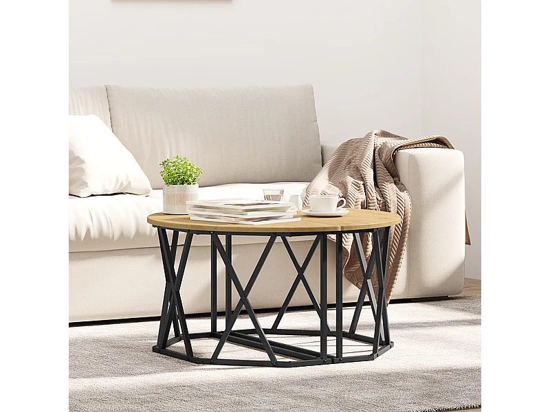 Table basse Artisan Chêne 31.5x31.5x16.5 pouces Fabriquée en Bois reconstitué