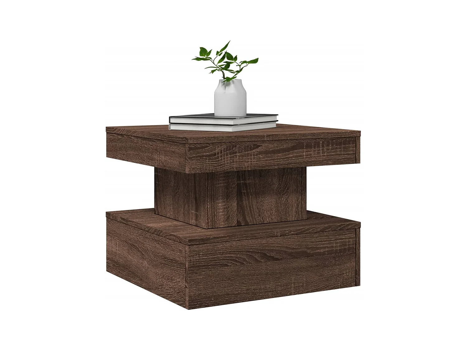 Tavolino con luci LED rovere marrone 50x50x40 cm