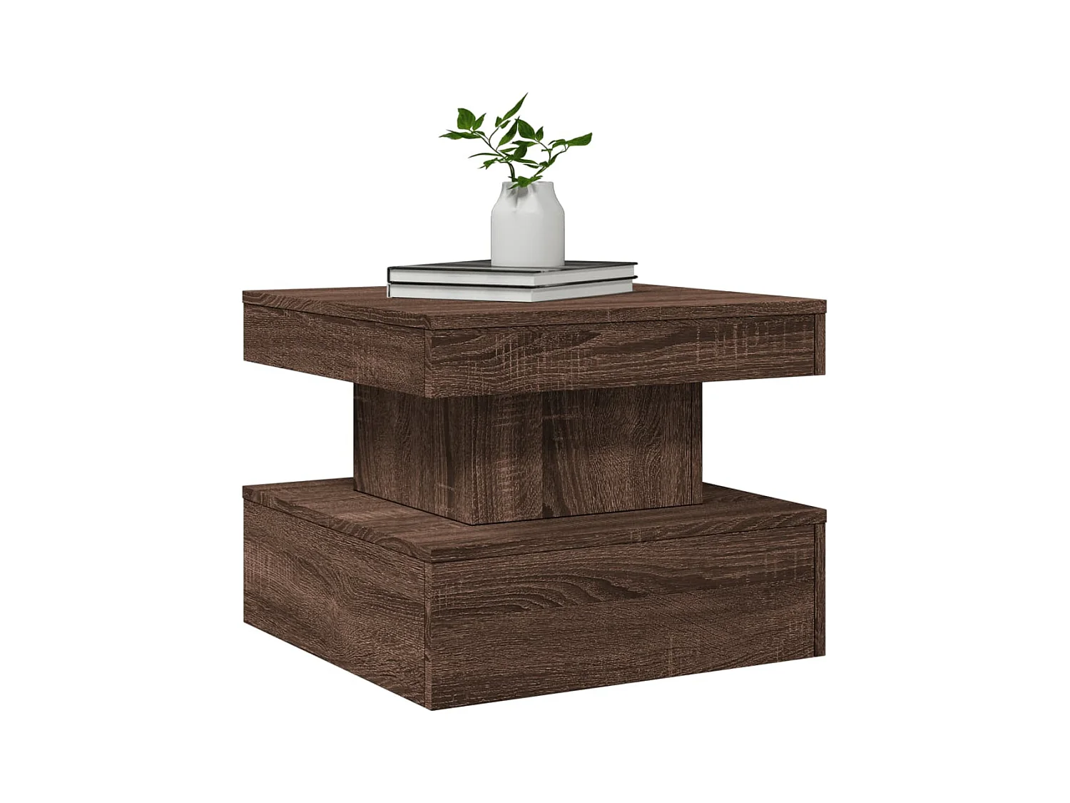 Tavolino con luci LED rovere marrone 50x50x40 cm