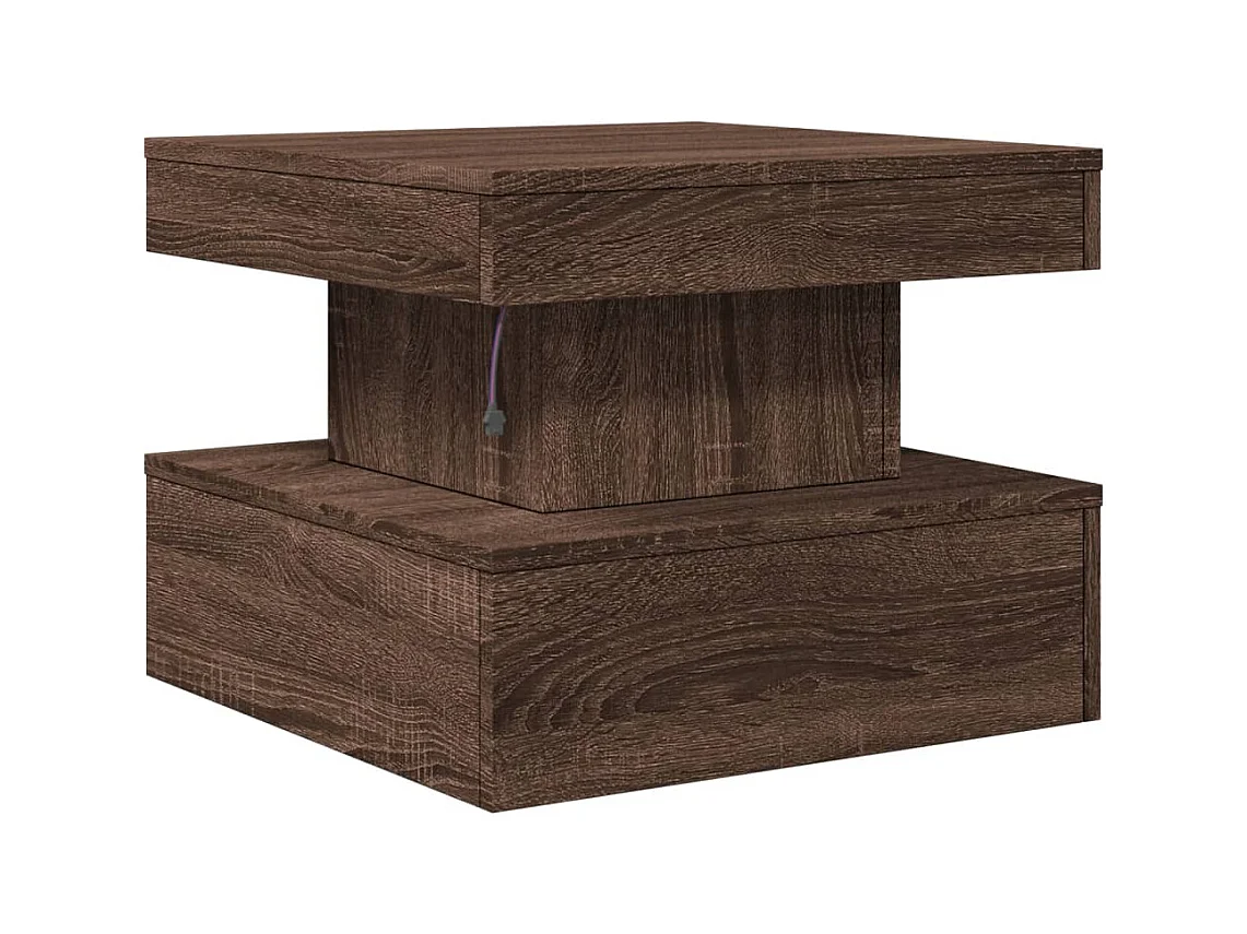 Tavolino con luci LED rovere marrone 50x50x40 cm