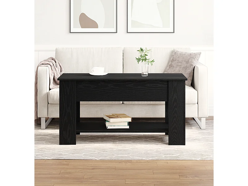 Table basse en chêne noir - 101x49x52 cm en bois d'ingénierie