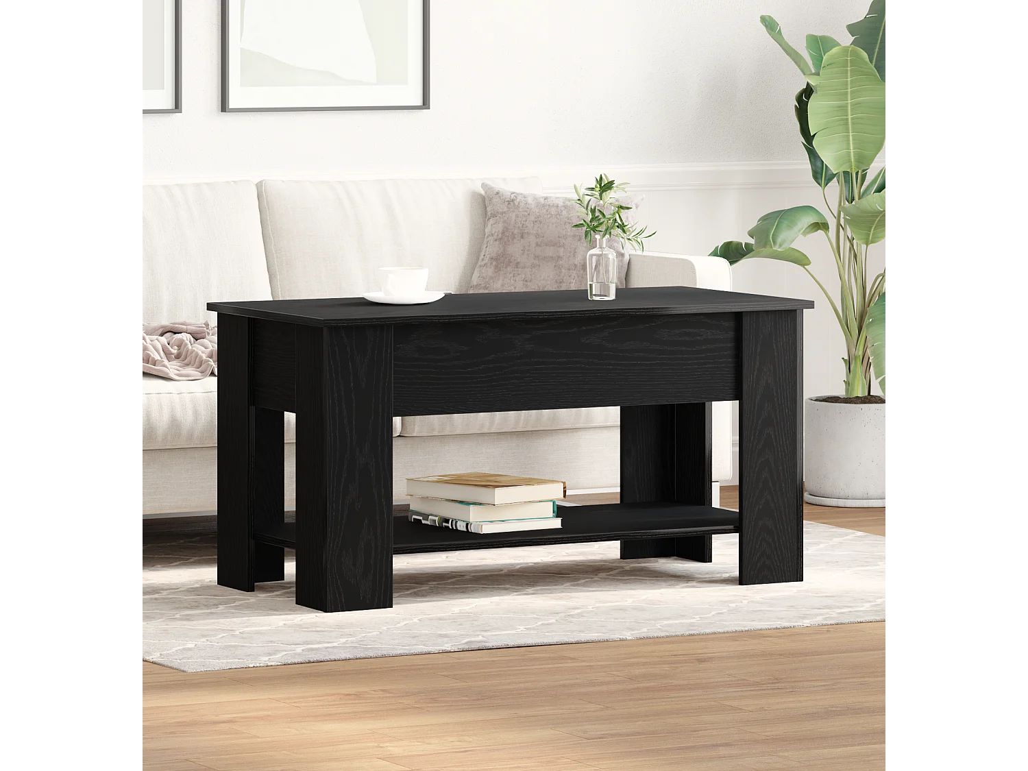 Table basse en chêne noir - 101x49x52 cm en bois d'ingénierie