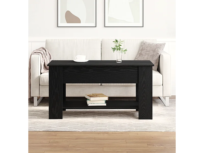 Table basse en chêne noir - 101x49x52 cm en bois d'ingénierie