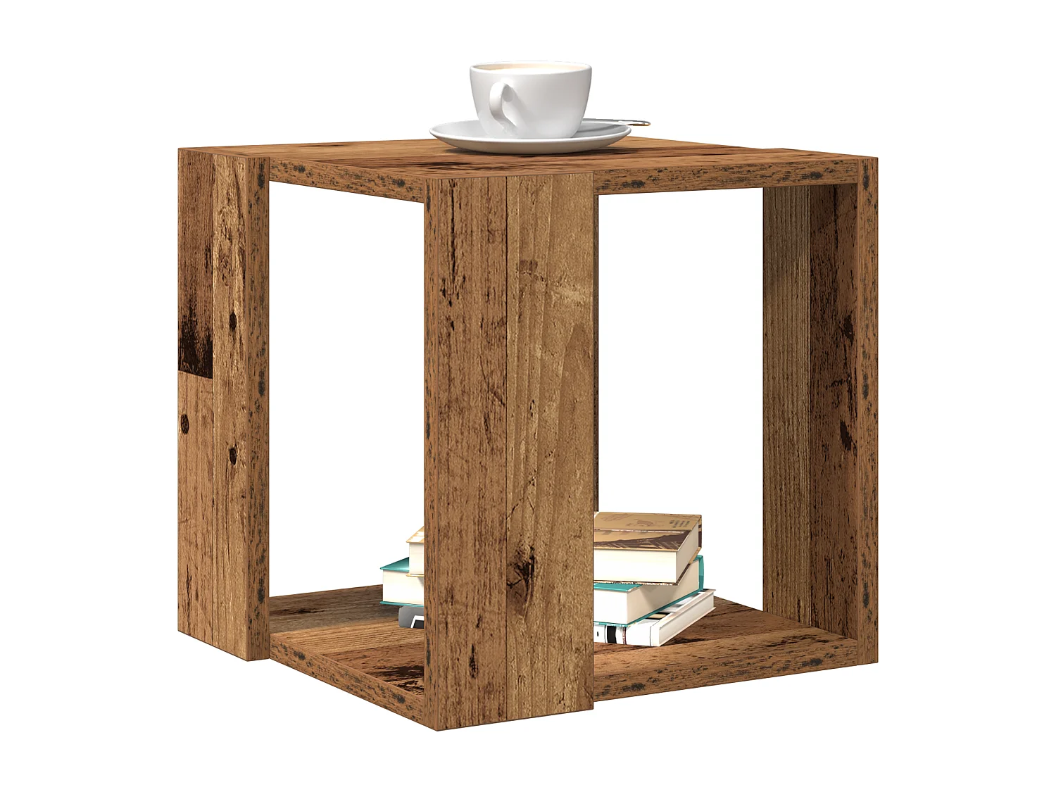 Table Basse Bois Ancien Bois de Récupération Massif 32 x 32 x 30 cm