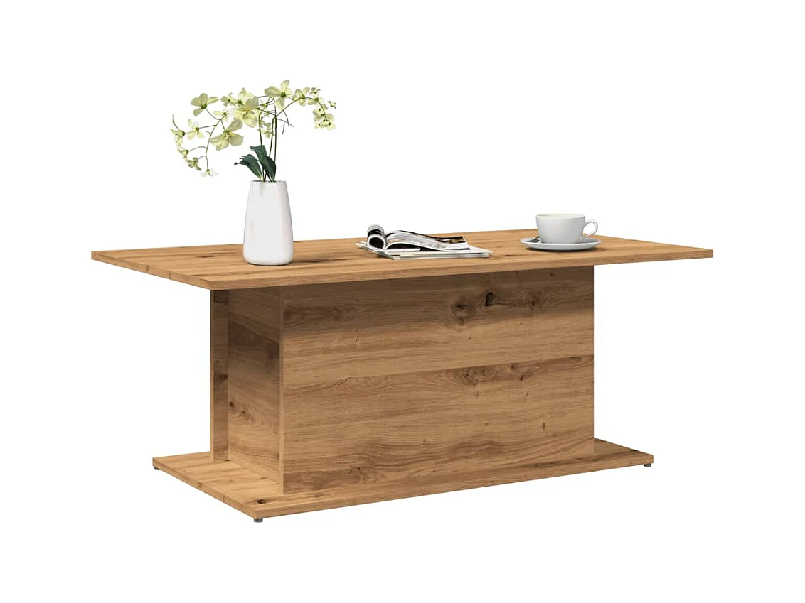 Table basse chêne artisanal 102x55,5x40 cm bois d'ingénierie