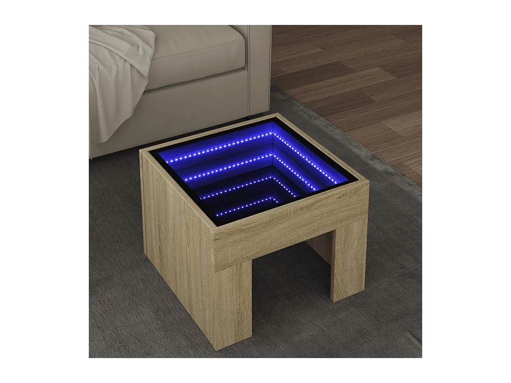 Table basse avec LED infini chêne sonoma 40x40x30 cm