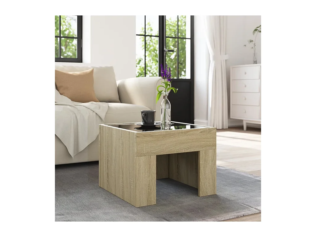 Table basse avec LED infini chêne sonoma 40x40x30 cm