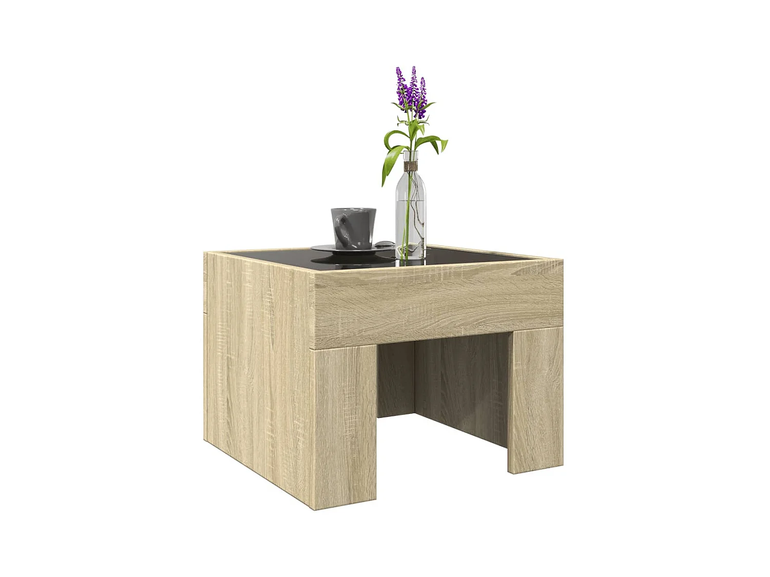 Table basse avec LED infini chêne sonoma 40x40x30 cm