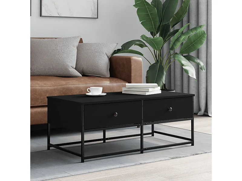 Zwarte salontafel 100x51x40 cm bewerkt hout