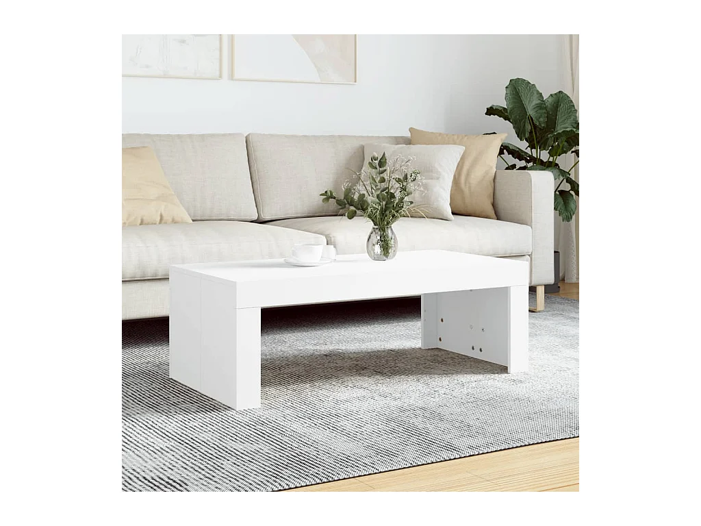 Table basse blanc 102x50x36 cm bois d'ingénierie