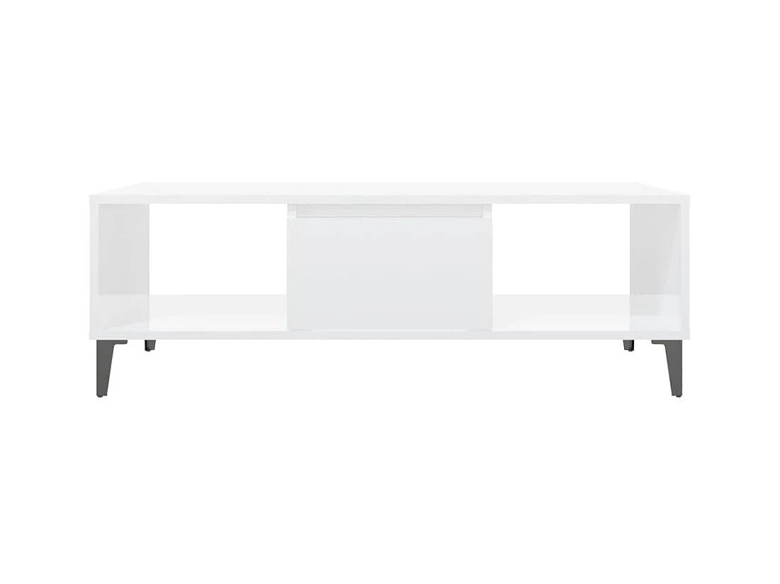 Table basse blanc brillant 103,5x60x35 cm bois d'ingénierie