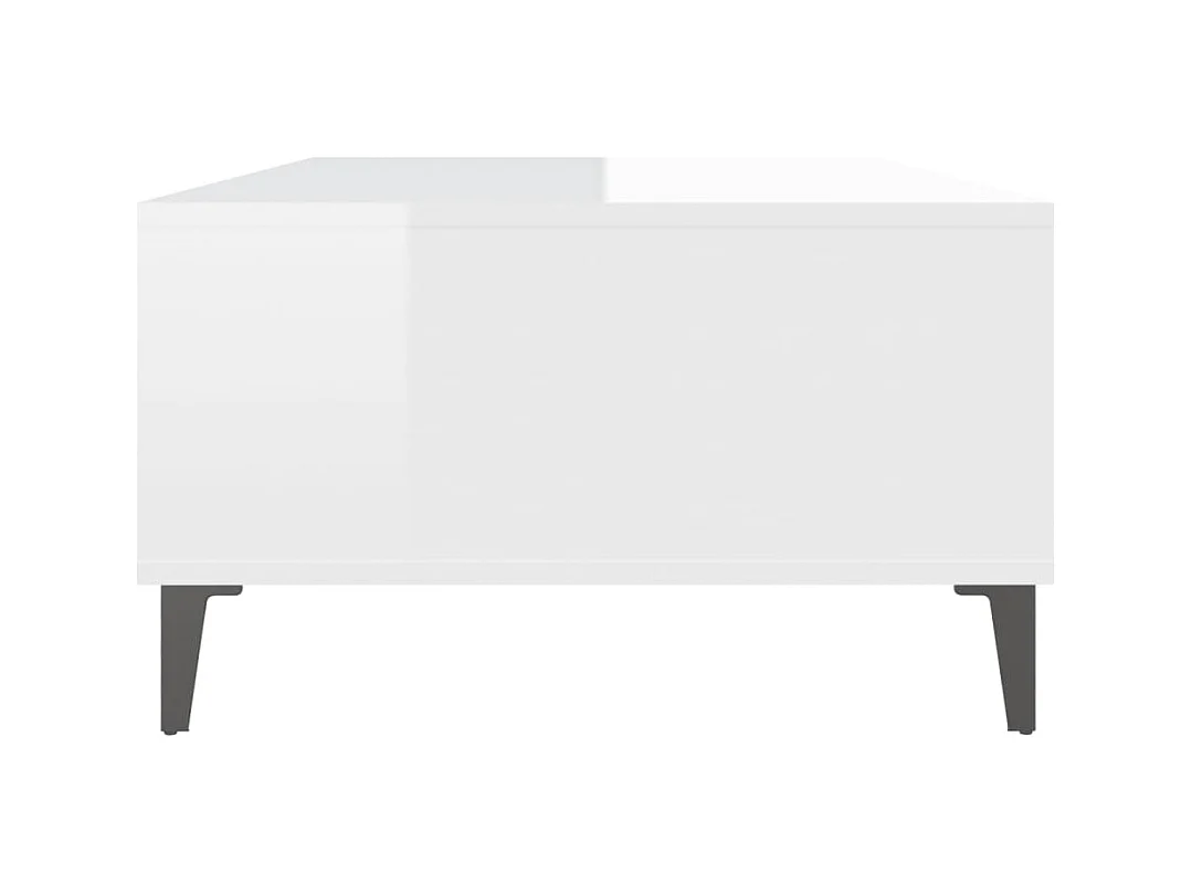 Table basse blanc brillant 103,5x60x35 cm bois d'ingénierie