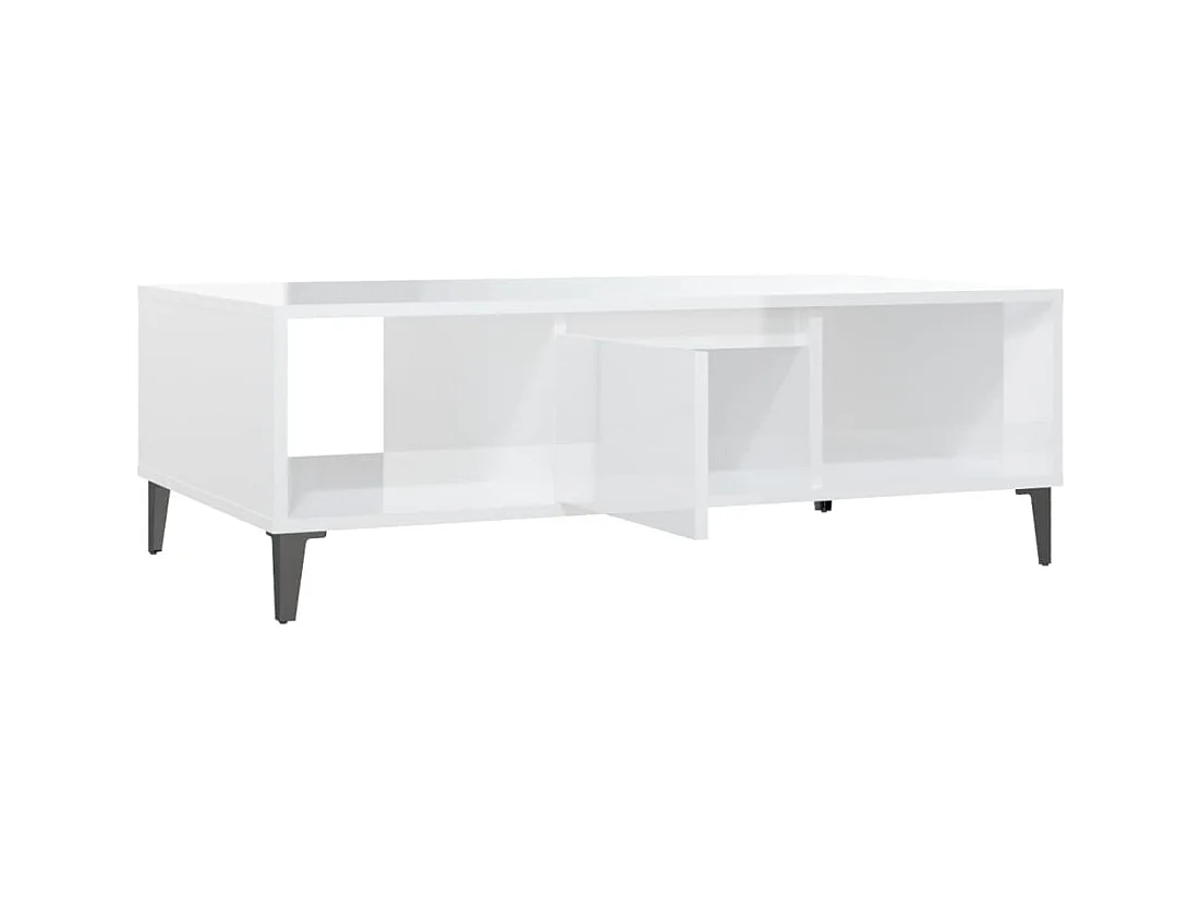Table basse blanc brillant 103,5x60x35 cm bois d'ingénierie