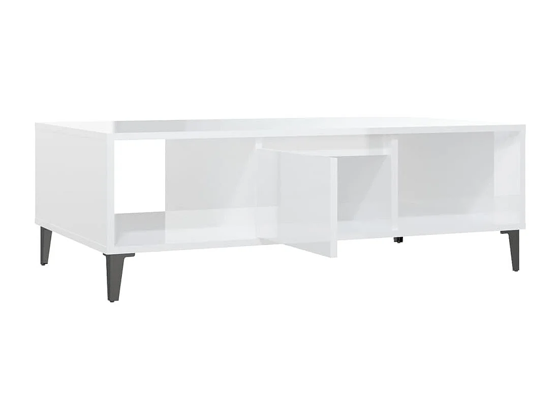 Tavolino bianco lucido 103,5x60x35 cm in legno ingegnerizzato