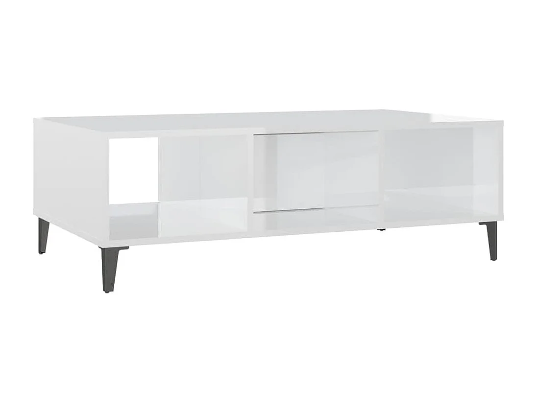 Tavolino bianco lucido 103,5x60x35 cm in legno ingegnerizzato