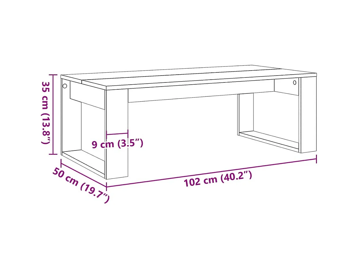 Tavolino da caffè in legno vecchio 102x50x35 cm in legno ingegnerizzato