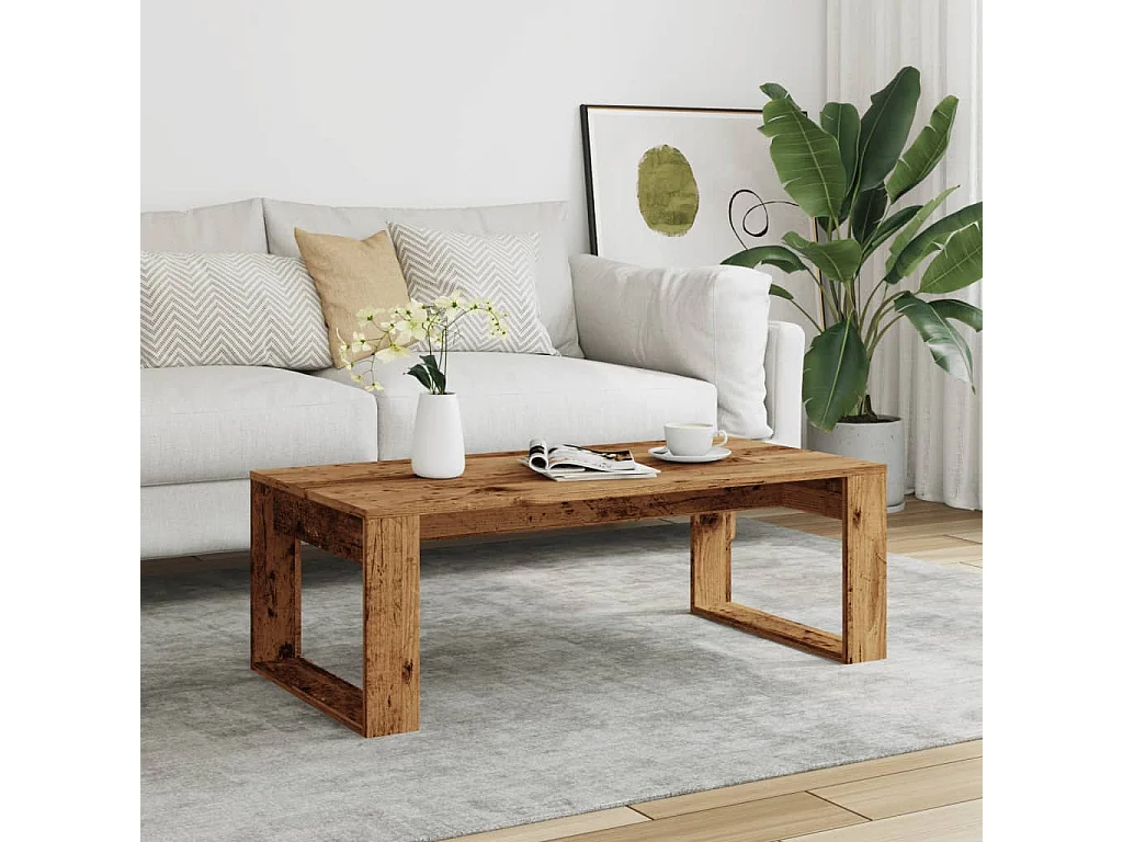 Mesa de centro madera vieja 102x50x35 cm madera de ingeniería