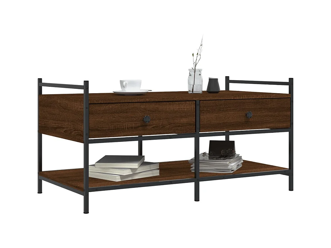 Salontafel bruin eiken 99x50x50 cm bewerkt hout