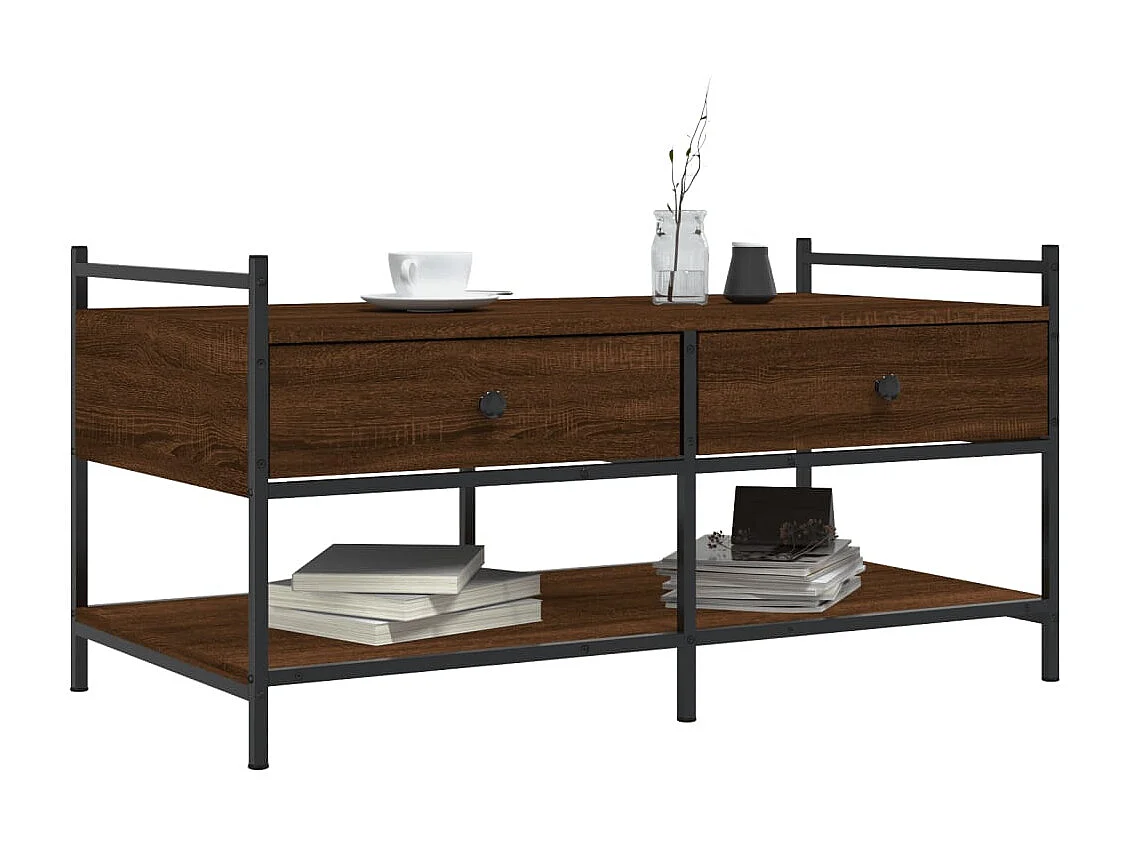 Table basse chêne marron 99x50x50 cm bois d'ingénierie