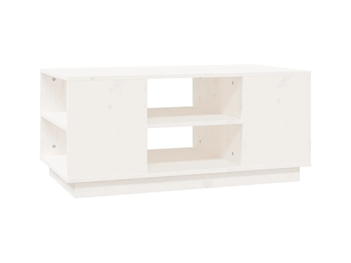 Table basse Blanc 90x49x40,5 cm Bois massif de pin