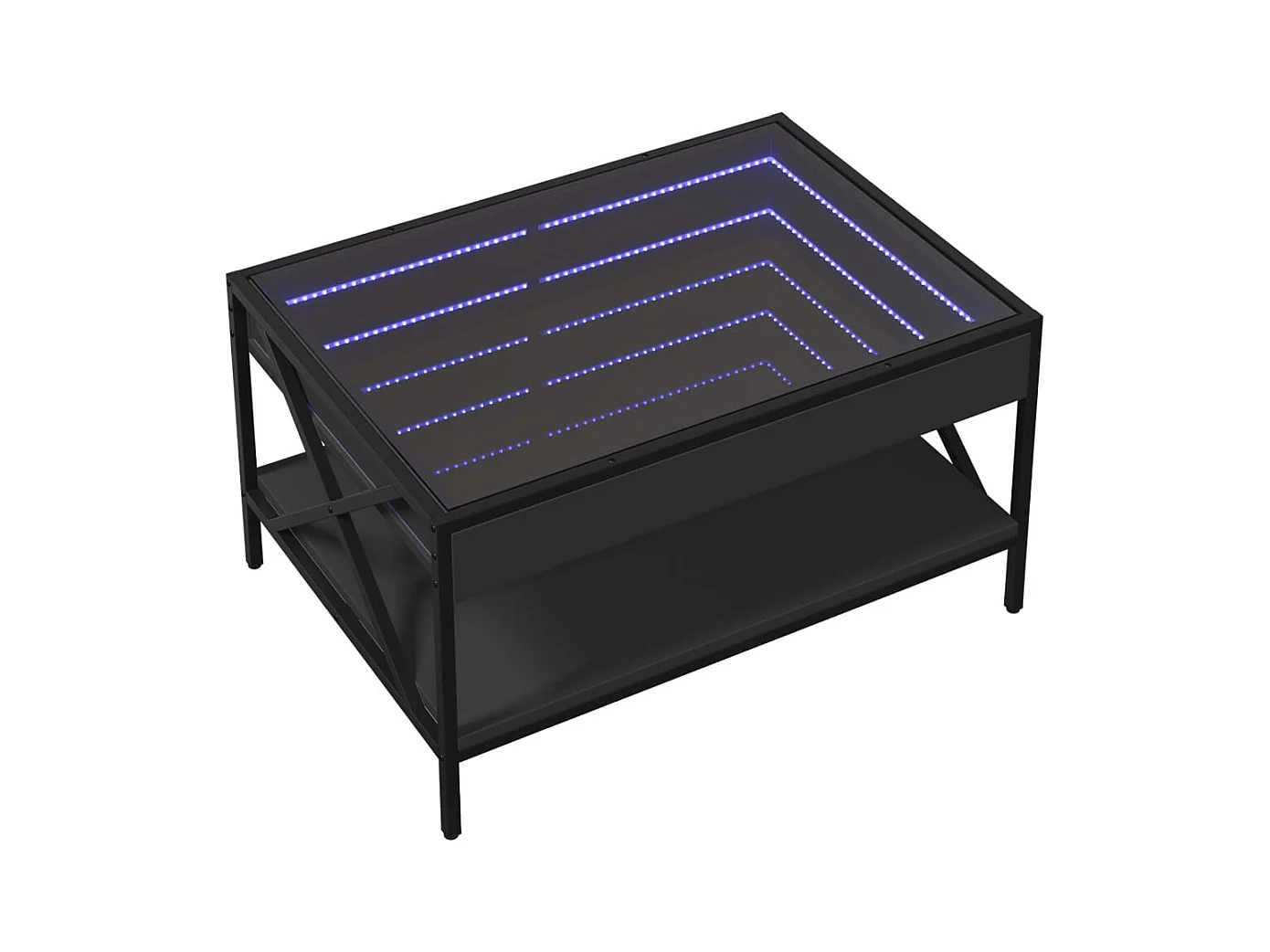 Table basse avec LED infini noir 70x50x38 cm
