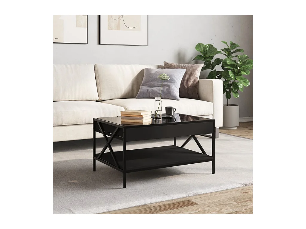 Table basse avec LED infini noir 70x50x38 cm